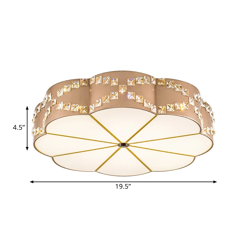 Helder Crystal Blocks Gold Finish Light Fixture Flower 15.5"/19.5" W LED Modern Flushmount Ceiling Lamp Gold