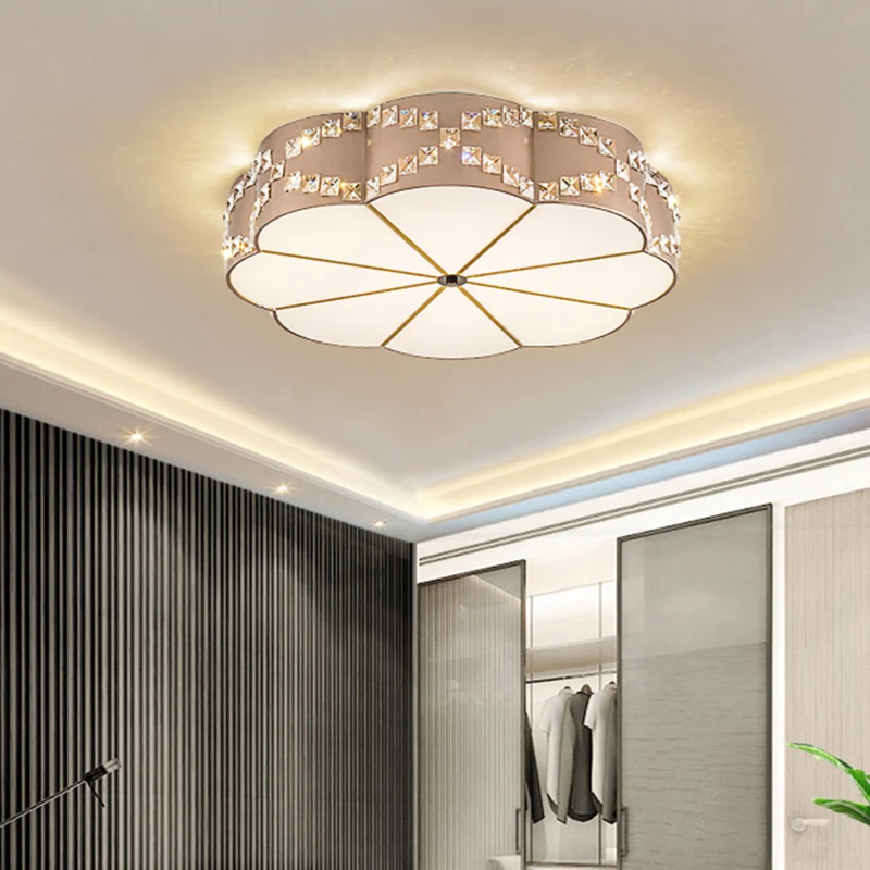 Helder Crystal Blocks Gold Finish Light Fixture Flower 15.5"/19.5" W LED Modern Flushmount Ceiling Lamp Gold