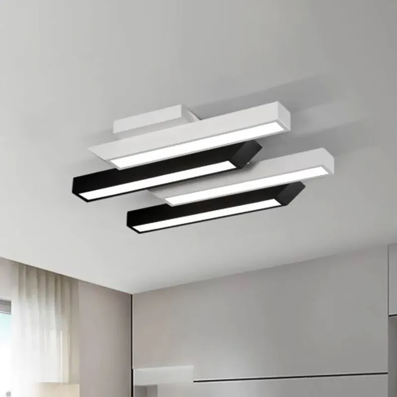 Lineaire semi-inbouwlamp moderne stijl van acryl en metaal, 4-lichts zwarte plafondlamp warm/wit helder