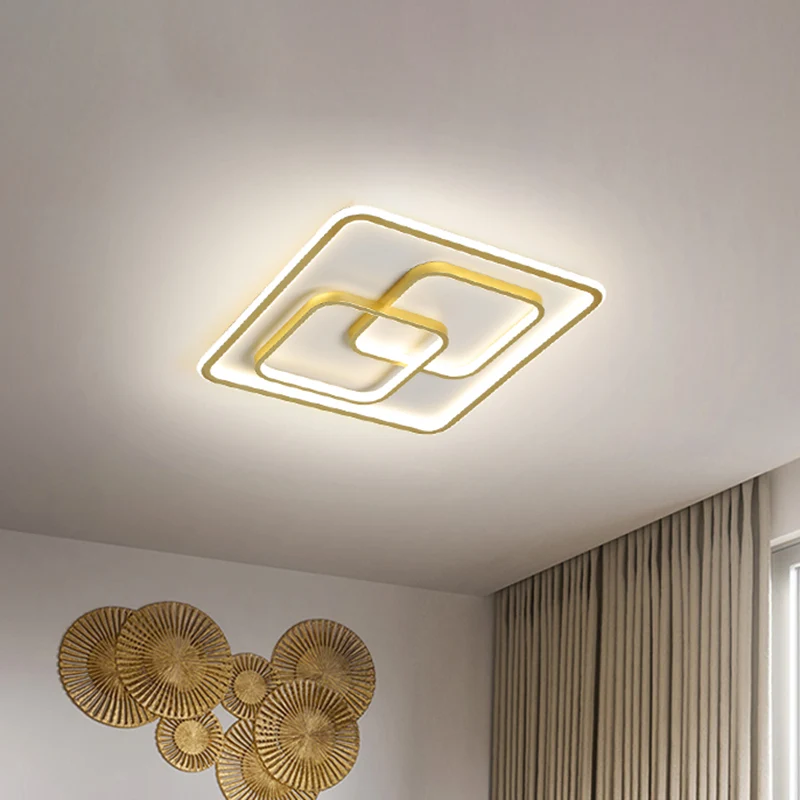 Metallic Square Flush Ceiling Light Strak 16.5"/20.5" W LED Flush Mount Lamp Gold Bedroom | Snel Leverbaar Gold
