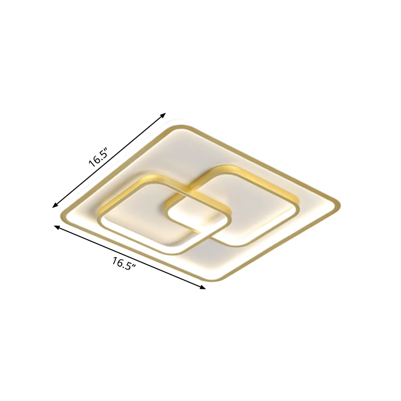 Metallic Square Flush Ceiling Light Strak 16.5"/20.5" W LED Flush Mount Lamp Gold Bedroom | Snel Leverbaar Gold
