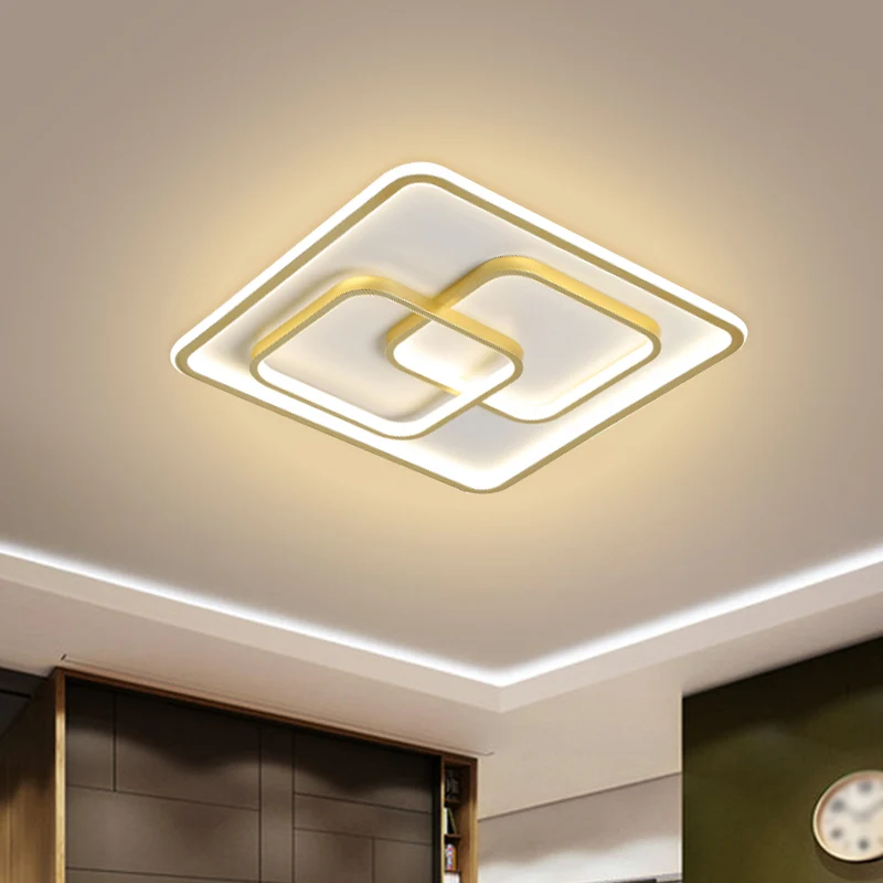 Metallic Square Flush Ceiling Light Strak 16.5"/20.5" W LED Flush Mount Lamp Gold Bedroom | Snel Leverbaar Gold