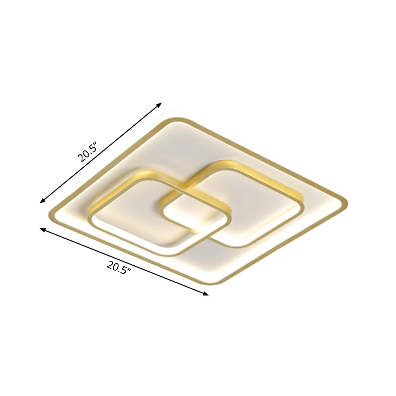 Metallic Square Flush Ceiling Light Strak 16.5"/20.5" W LED Flush Mount Lamp Gold Bedroom | Snel Leverbaar Gold