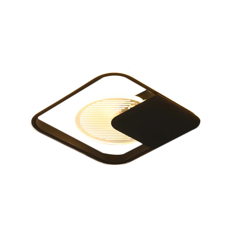 Minimalistische vierkante plafondarmatuur metalen LED-gang inbouwlamp zwart, warm/wit/3 kleuren zacht