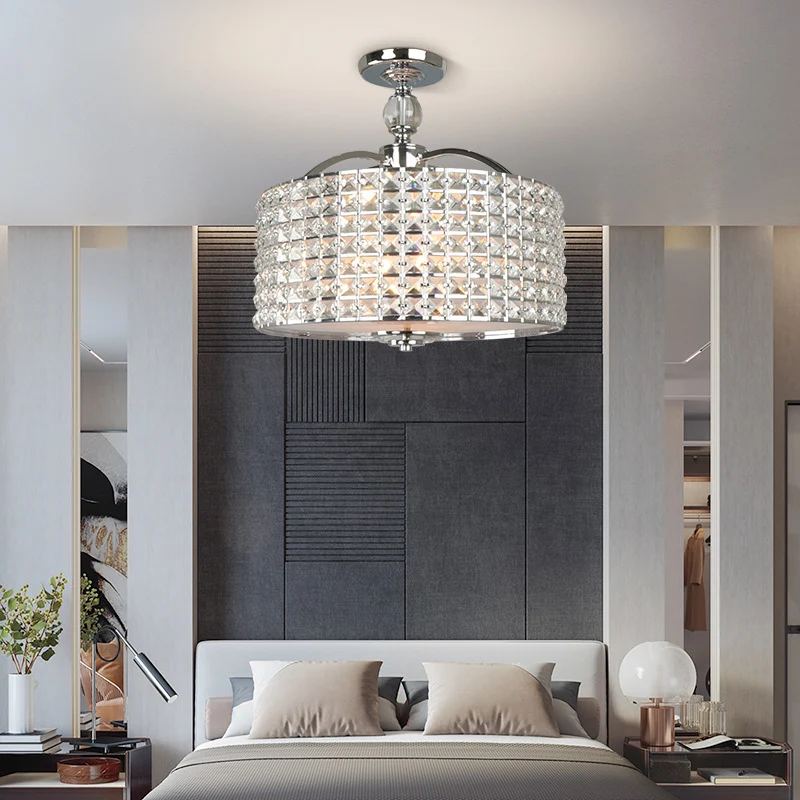 Premium Kwaliteit Drum plafondarmatuur eigentijds kristal 3-lichts chroom/zwart semi-inbouwlamp met acryl diffuser
