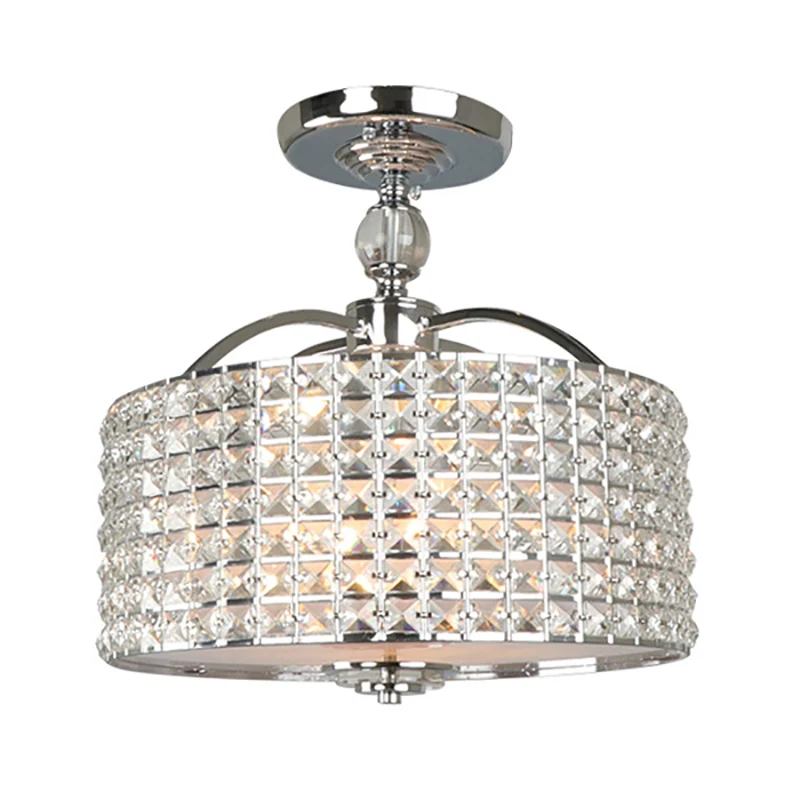 Premium Kwaliteit Drum plafondarmatuur eigentijds kristal 3-lichts chroom/zwart semi-inbouwlamp met acryl diffuser