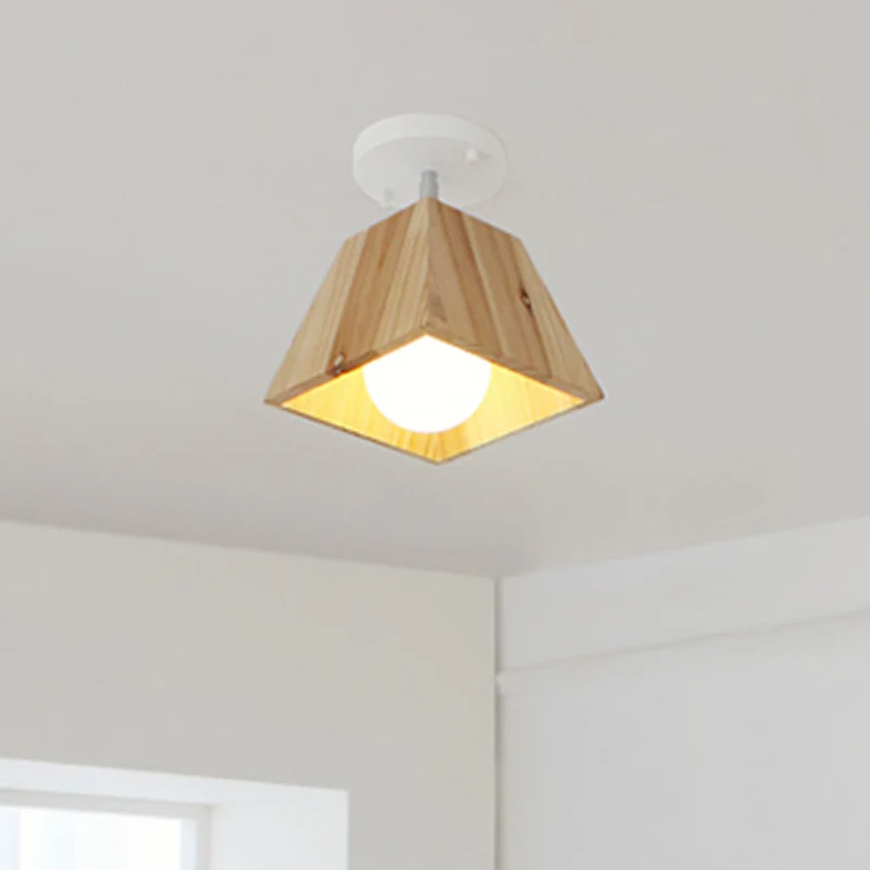 Vierkant compact bij plafond armatuur minimalistische stijl houten wit plafond inbouwlamp
