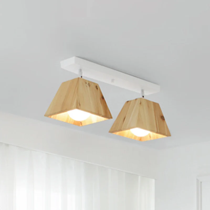 Vierkant compact bij plafond armatuur minimalistische stijl houten wit plafond inbouwlamp