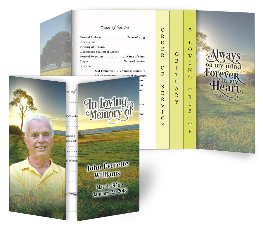 Brandwerend Sunset Breeze Gatefold-Graduated Combo Funeral Program Design & Print (Pack 50)