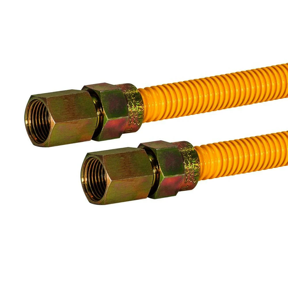 Eastman 3/8″ OD Mosterdgeel Epoxy Coated Stainless Steel Gas Connector (48" Length)