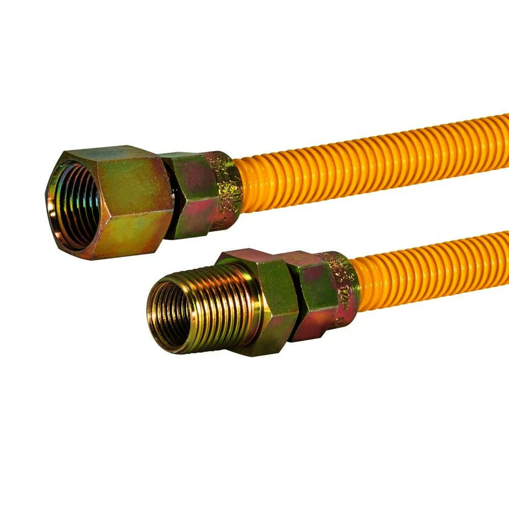 Eastman 1/2″ OD Yellow Epoxy Coated Stainless Staal Gas Connector (12" Length)