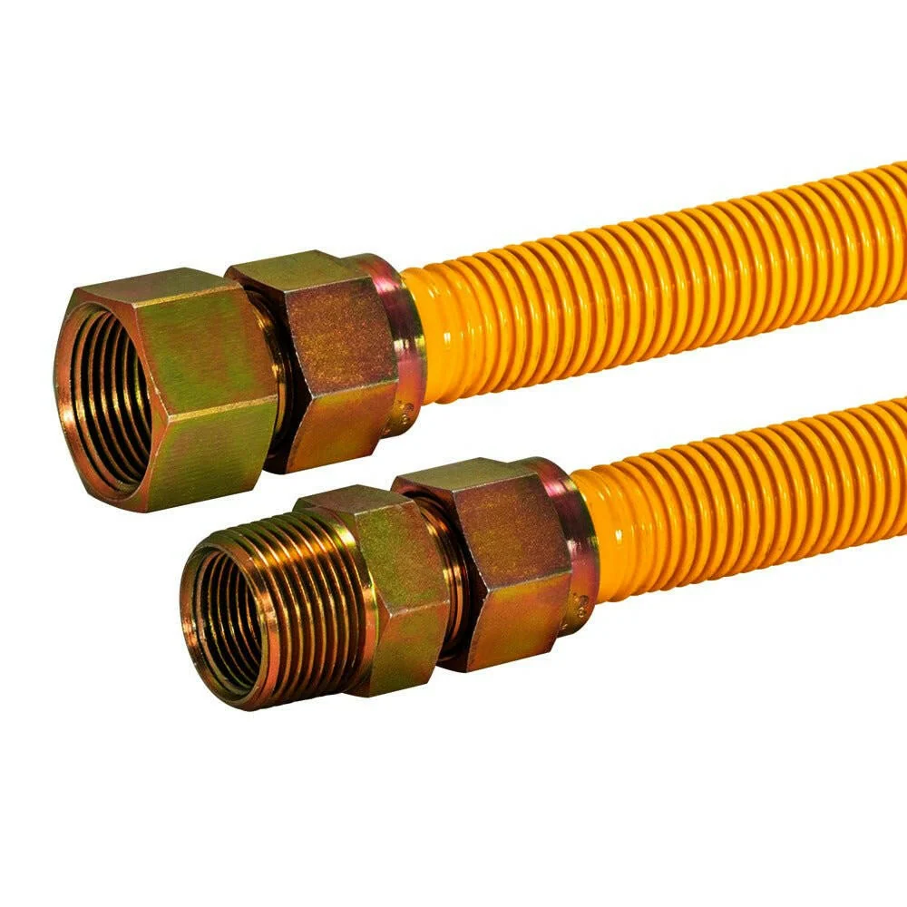 Eastman 1″ OD Zonnegeel Epoxy Coated Stainless Steel Gas Connector (24" Length)