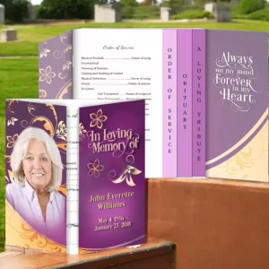 Gecertificeerd Flourish Gatefold-Graduated Combo Funeral Program Design & Print (Pack 50)