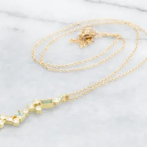 Modernist Appelgroen Tourmaline and Diamond Pendant Necklace