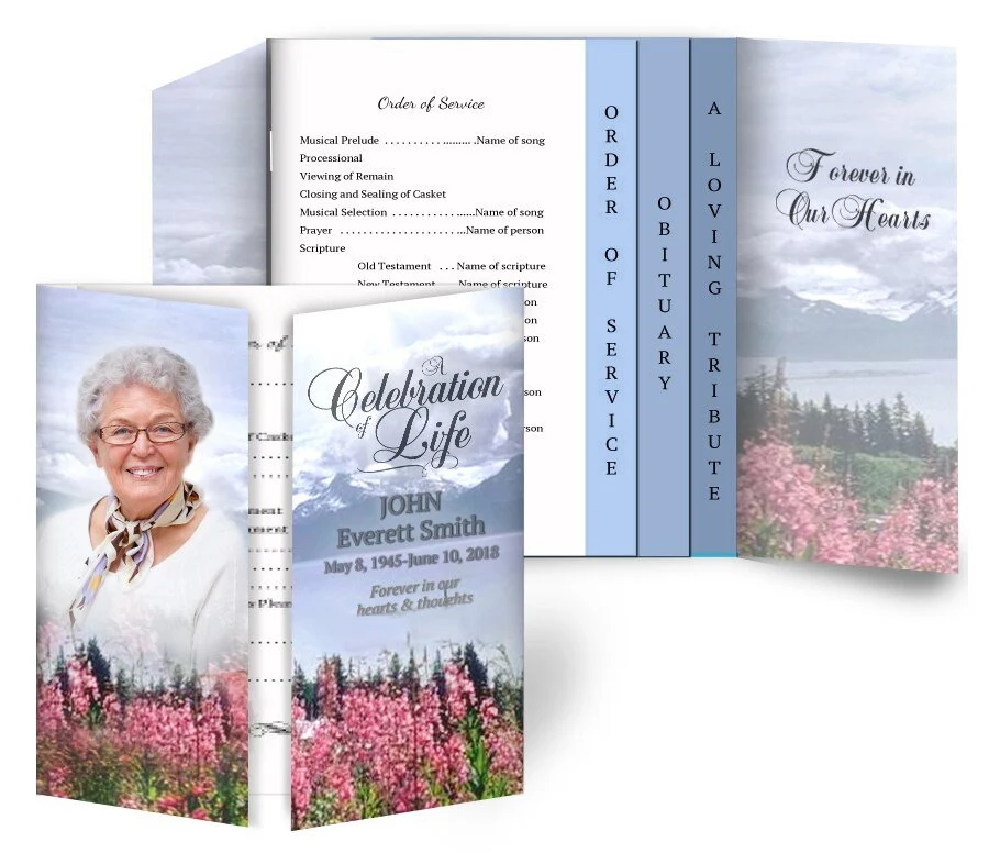 Seasons Gatefold-Graduated Combo Funeral Program Design & Print (Pack 50) met CE-Keurmerk
