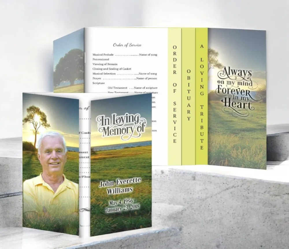 Sunset Breeze Gatefold-Graduated Combo Funeral Program Design & Print (Pack 50)