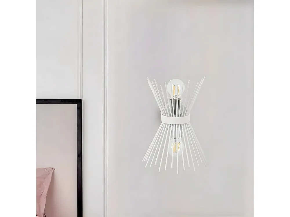 Belluno Wandlamp, Wit, Chroom, 22 x 15 x 32 cm, EPIKASA