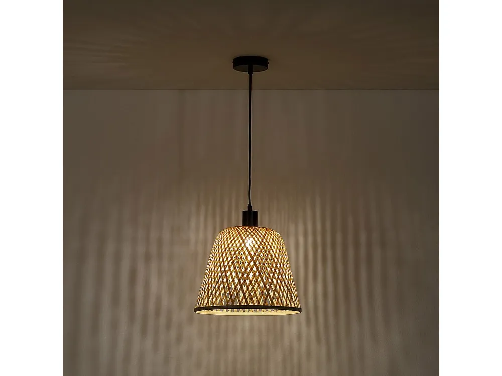 Plafondlamp Raku Bamboe, diameter 30 cm met DALI Dimbaar