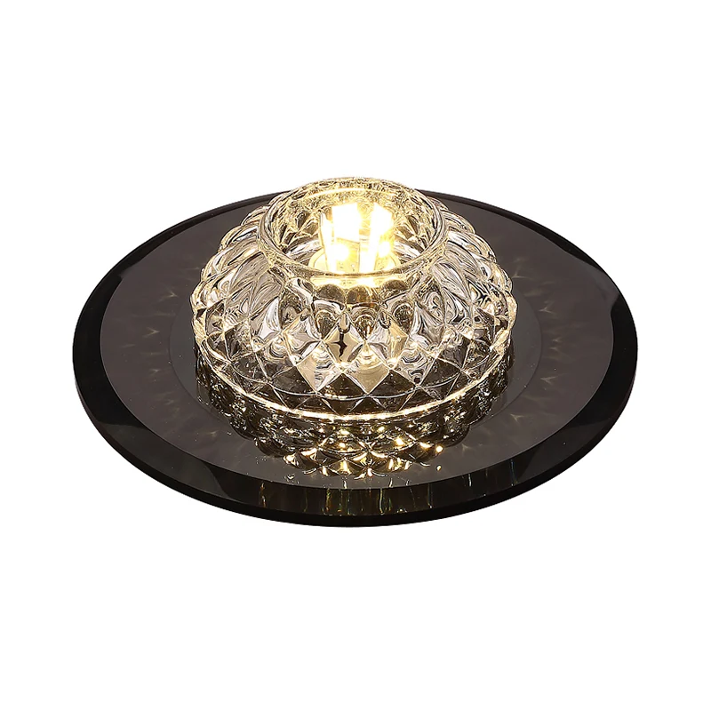 Anti-Explosie Lattice Bowl Flush Light Armatuur Minimalistisch afgeschuind kristal LED Zwart intens bij plafondlamp voor v...