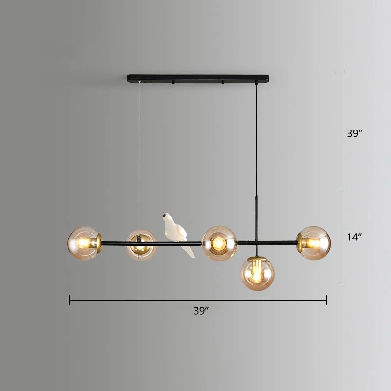Industriële LED Modo Island Light postmoderne glazen hangende verlichtingsarmatuur met 5 lampen voor restaurant