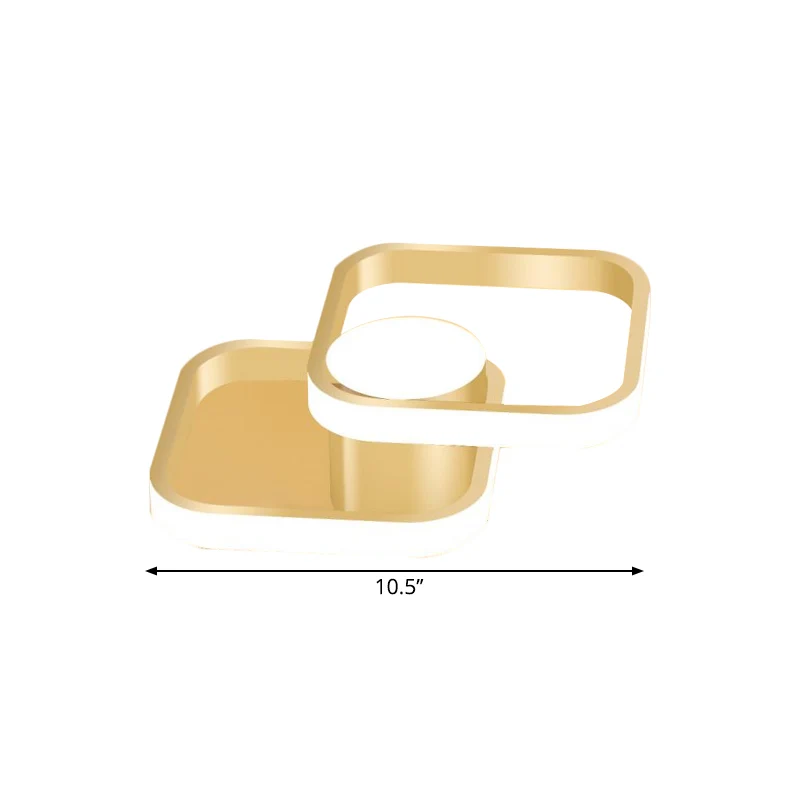 Plafondverlichting met metalen vierkant frame, eenvoud, LED-gouden inbouwarmatuur warm/wit helder