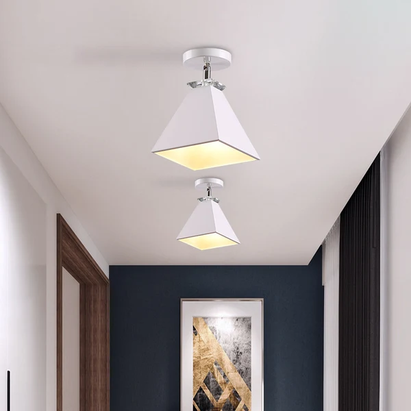Professionele Kwaliteit Pyramid semi-inbouw armatuur metaal modernistische 1-lichts semi-inbouw plafondlamp grijs/wit/groen