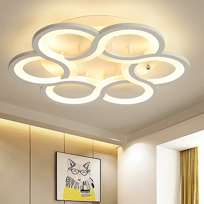 Ronde bloemblaadje semi-plafondmontage zwak moderne stijlvolle acryl LED-plafondarmatuur wit voor hotel