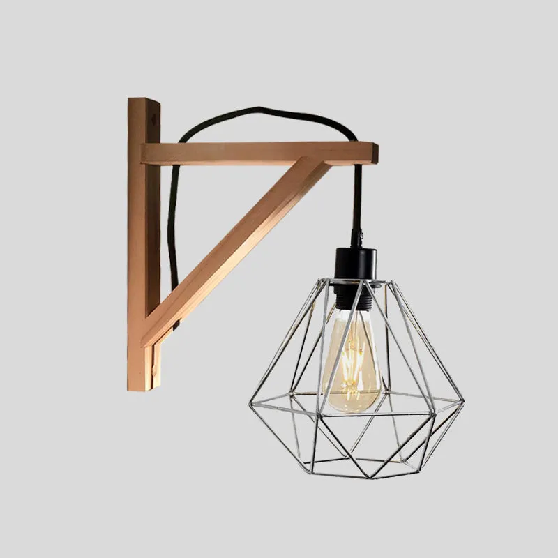 Waterdichte IP65 Zwart 1-lichts wandlamp loft-stijl ijzer peervormig / diamanten kooi / vogelkooi wandgemonteerd armatuur...