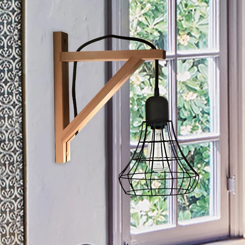 Waterdichte IP65 Zwart 1-lichts wandlamp loft-stijl ijzer peervormig / diamanten kooi / vogelkooi wandgemonteerd armatuur...
