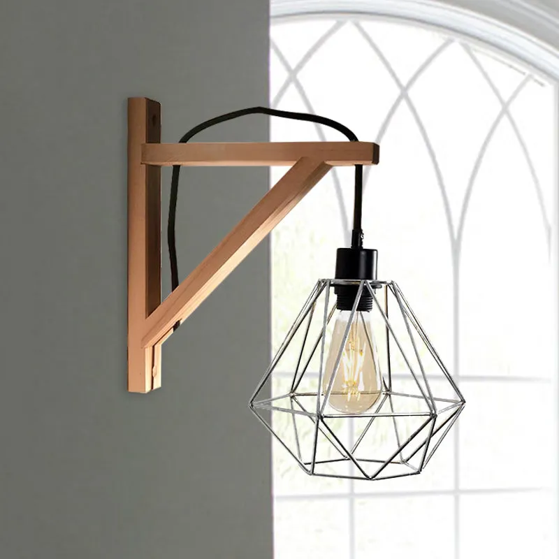 Waterdichte IP65 Zwart 1-lichts wandlamp loft-stijl ijzer peervormig / diamanten kooi / vogelkooi wandgemonteerd armatuur...