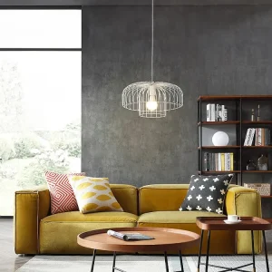 Hanglamp met draadstructuur met design-stijl van metaal - D40 x H130 cm - Wit - ANDROMAQUE