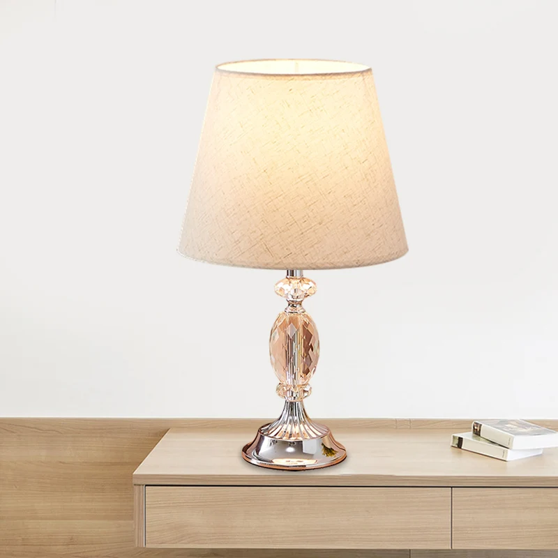 Lange levensduur 1 lamp stoffen kap tafellamp conventioneel rood/koffie/vlas taps toelopend nachtkastje lamp met afgeschui...