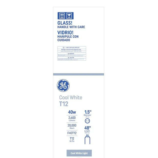 GE Linear Cool Sneeuwwit Medium Bi-pin (T12) Fluorescent Light Bulb (30-Pack)