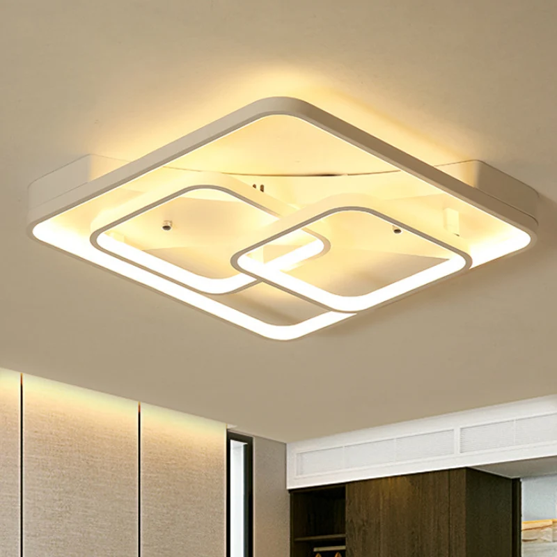 Square Flush Mount Ceiling Light Fixture Simplicity Metal LED White Close to Ceiling Lamp White/Warm Light, 16.5"/19.5"/23...