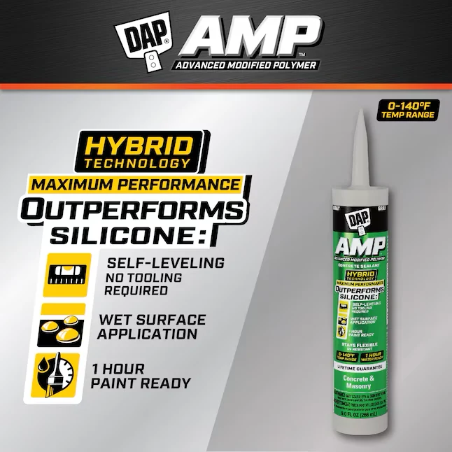 DAP AMP 9-oz Gray Paintable Vergevorderd Sealant Self Leveling Caulk