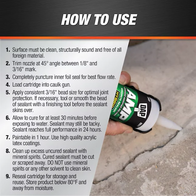 DAP AMP 9-oz Gray Paintable Vergevorderd Sealant Self Leveling Caulk