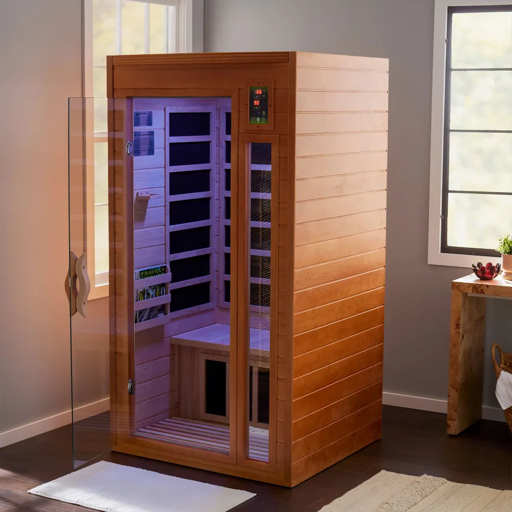 Dynamic Barcelona Elite 1-2-person Ultra Low EMF FAR Indoor Infrared Sauna + Rood Light Therapy | DYN-6106-01-Elite