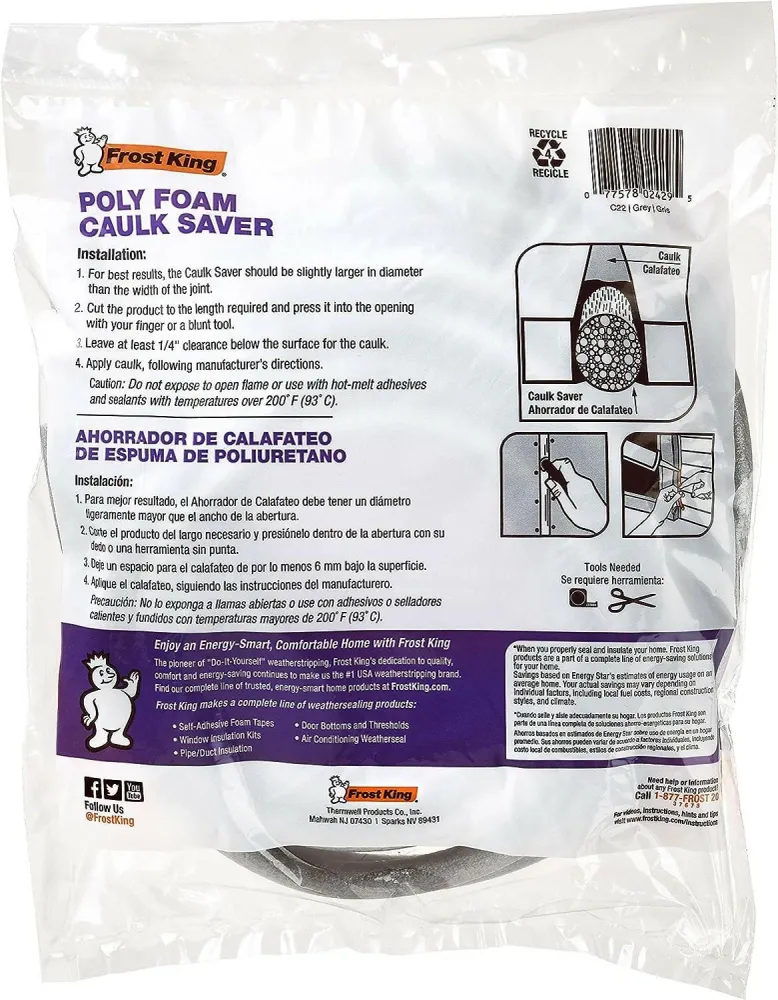 Frost King C22H 1/2-Inch 20-Foot Caulk Saver - Grauw