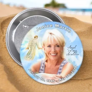 Versterkte Angel Devout Memorial Button Pin (Pack 10)