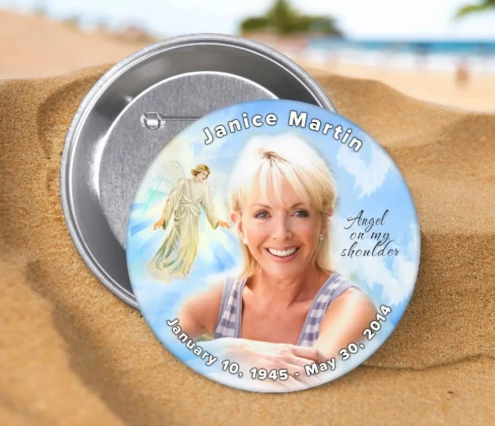 Versterkte Angel Devout Memorial Button Pin (Pack 10)