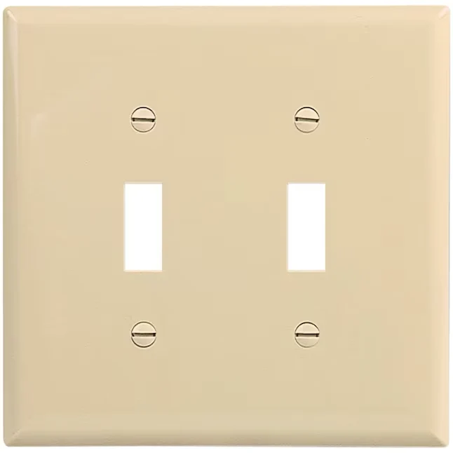 Binnendeur Eaton 2-Gang Midsize Ivory Veiligheidsplastic Indoor Toggle Wall Plate