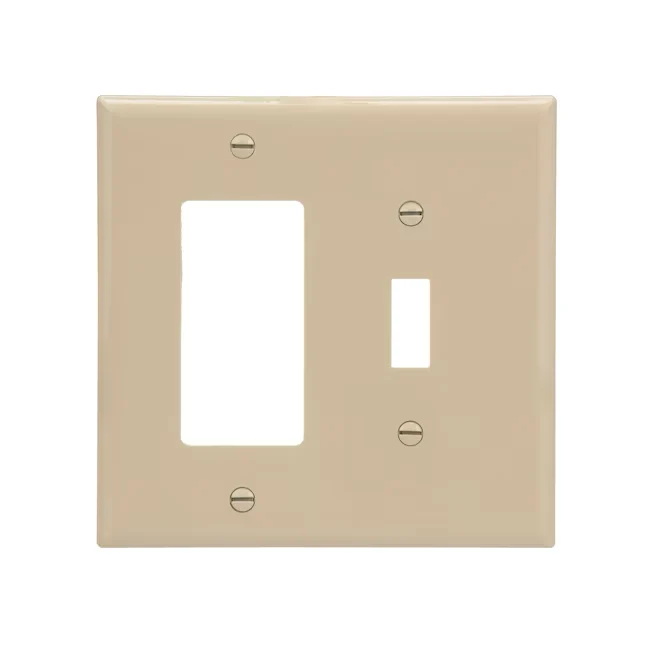 Drievoudig cilinder Eaton 2-Gang Midsize Ivory Veiligheidsplastic Indoor Toggle/Decorator Wall Plate