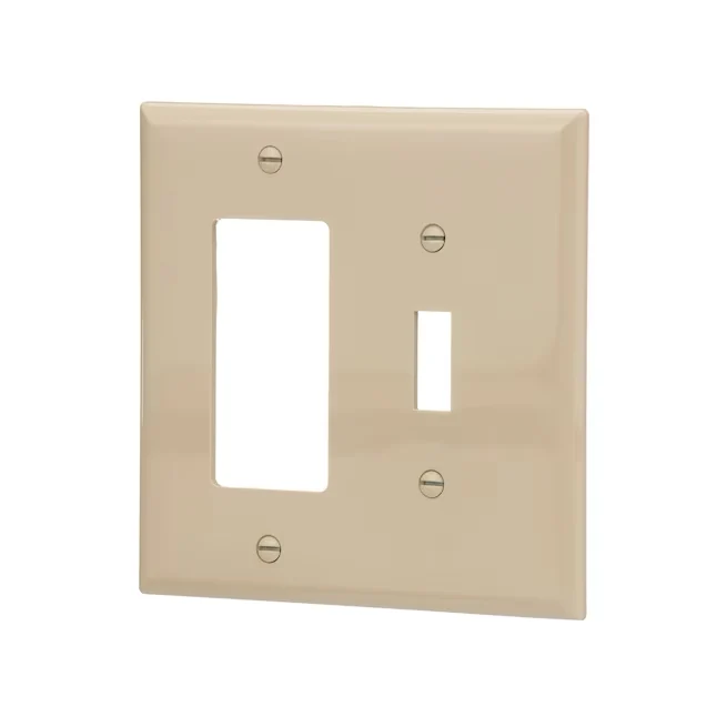 Drievoudig cilinder Eaton 2-Gang Midsize Ivory Veiligheidsplastic Indoor Toggle/Decorator Wall Plate
