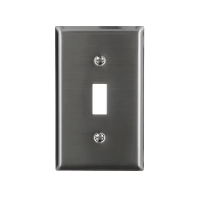 Eaton 1-Gang Standard Size Stainless Steel Stainless Staal Indoor Toggle Wall Plate met nachtsluiting