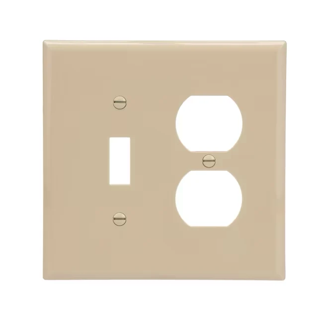 Eaton 2-Gang Midsize Ivory Pc-materiaal Indoor Toggle/Duplex Wall Plate Heavy Duty | Commercieel gebruik