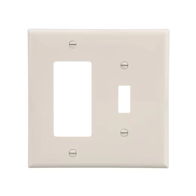 Eaton 2-Gang Midsize Light Almond Onbreekbaar kunststof Indoor Toggle/Decorator Wall Plate