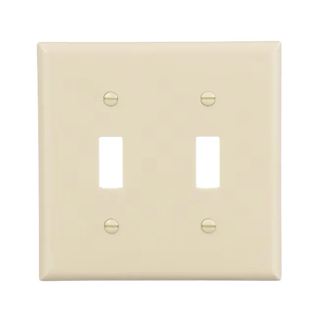 Eaton 2-Gang Typisch Size Ivory Plastic Indoor Toggle Wall Plate