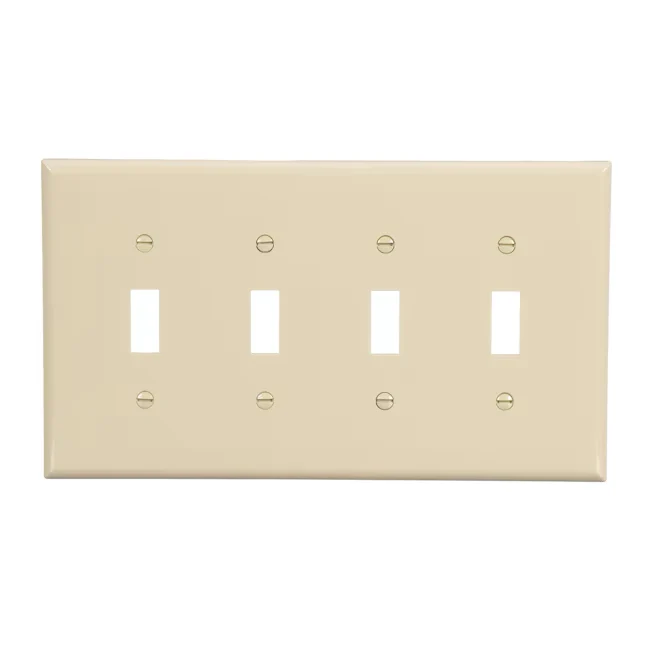 Eaton 4-Gang Midsize Ivory Polycarbonaat Indoor Toggle Wall Plate