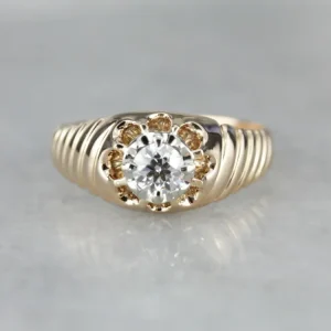 Belcher Set Diamond Solitaire Engagement Ring Easy Install | Inclusief montagemateriaal