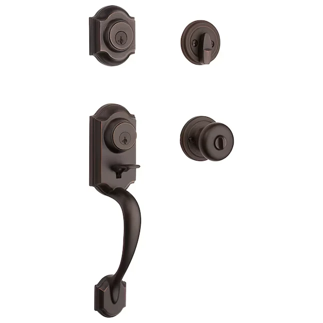 Binnendeur Kwikset Signature Series Montara Venetian Brons Single-Cylinder Deadbolt Keyed Entry Door Handleset Knob Smartkey